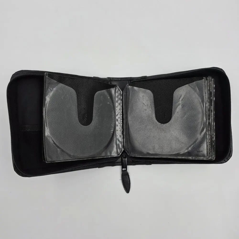 Vintage Case Logic Black Leather 24 CD DVD Blu Ray Disc Storage Holder Case Zip